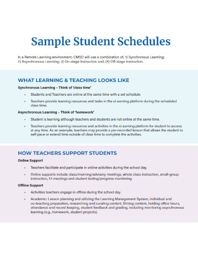 Sample Student Schedules