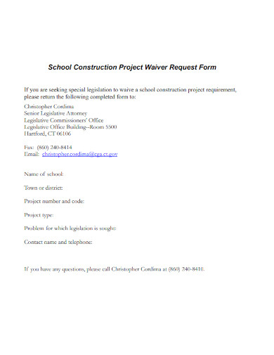 School Construction Project Waiver Request Form