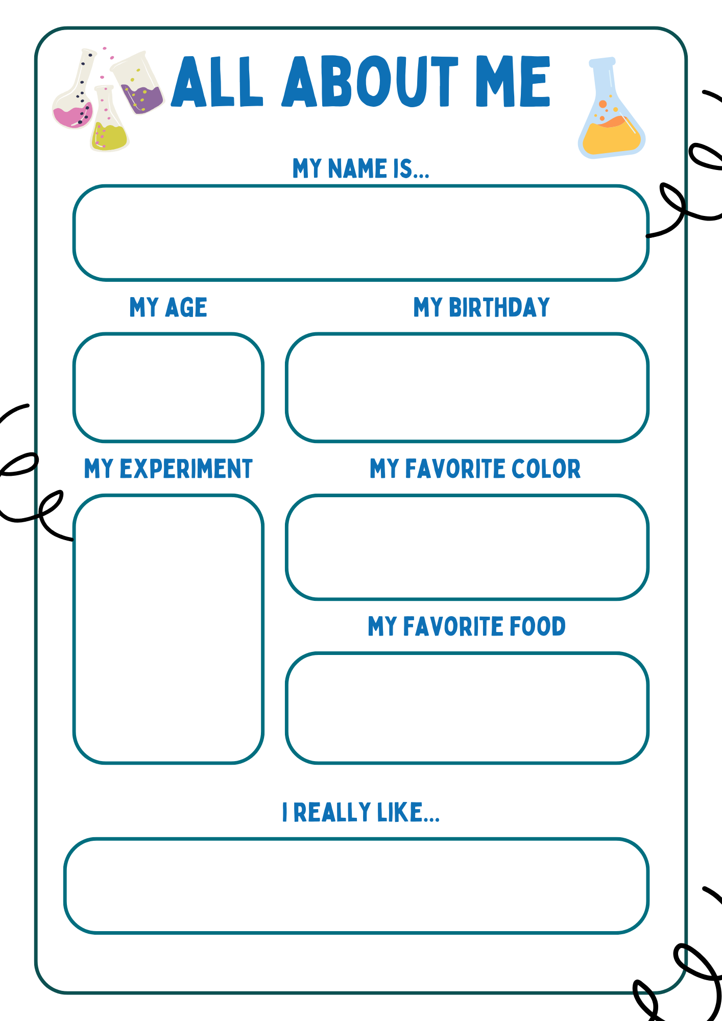 Science All about me Worksheet