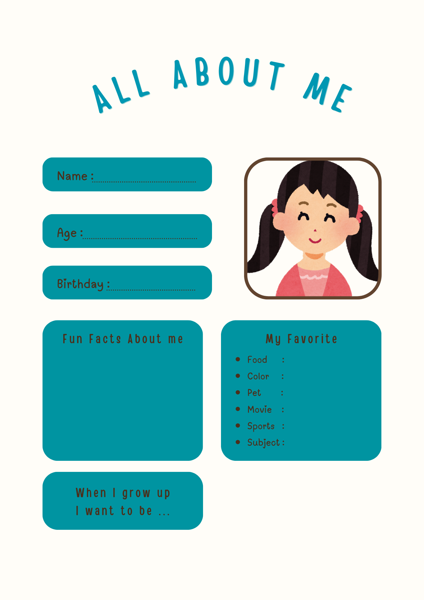 printableall about me worksheet