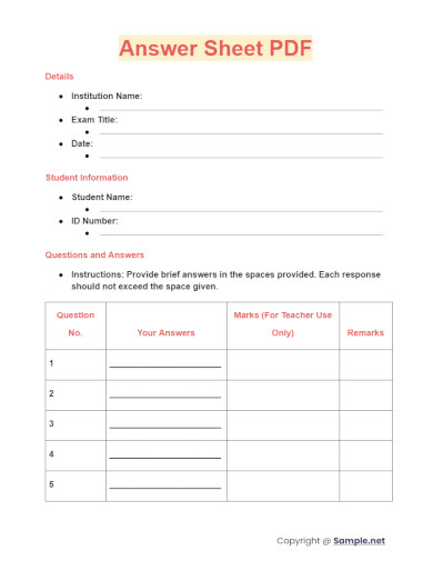 Answer Sheet PDF