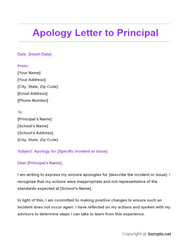 Apology Letter to Principal
