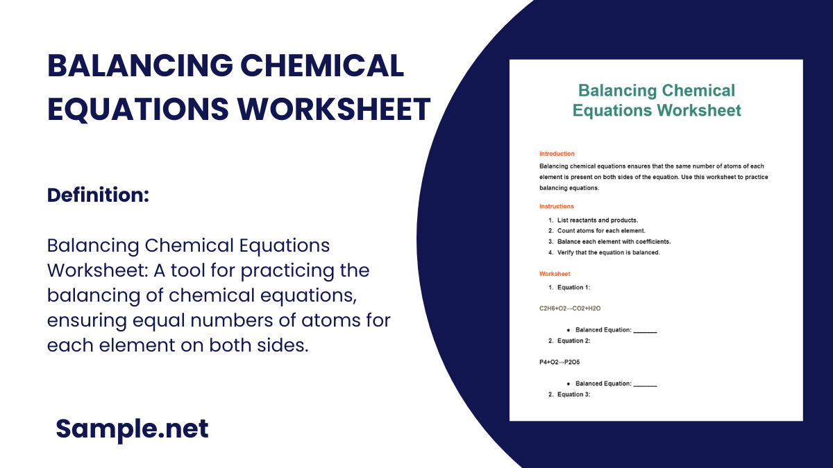 balancing chemical equations worksheet