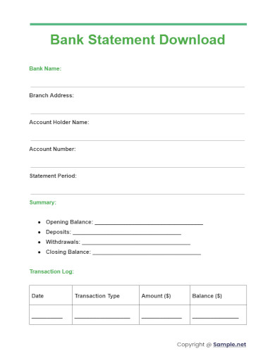 Bank Statement Download