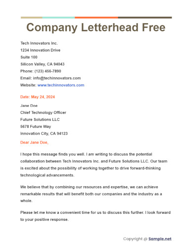 Company Letterhead Free