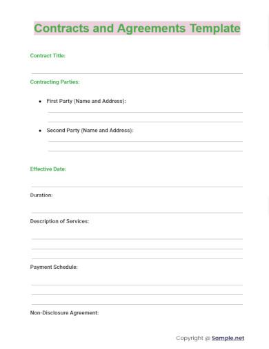 Contracts and Agreements Template
