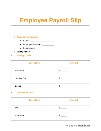 Employee Payroll Slip