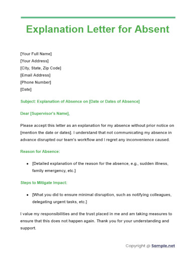 Explanation Letters for Absent