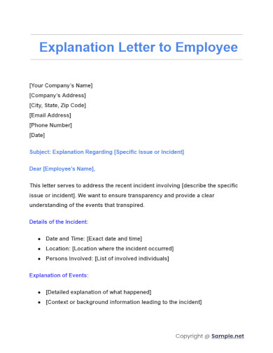Explanation Letters to Employee