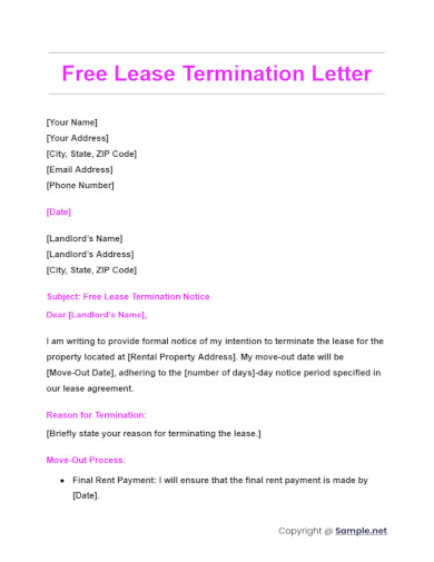 Free Lease Termination Letter