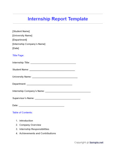 Internship Report Template