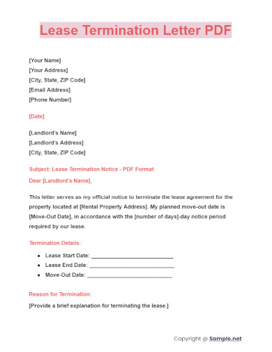 Lease Termination Letter PDF