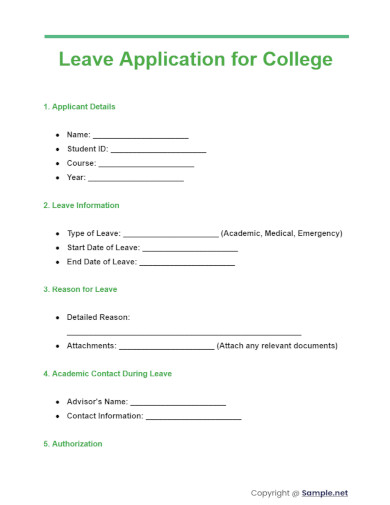 Leave Application for College