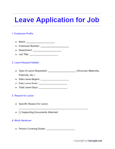 Leave Application for Job