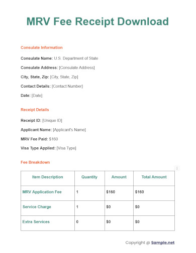 MRV Fee Receipt Download