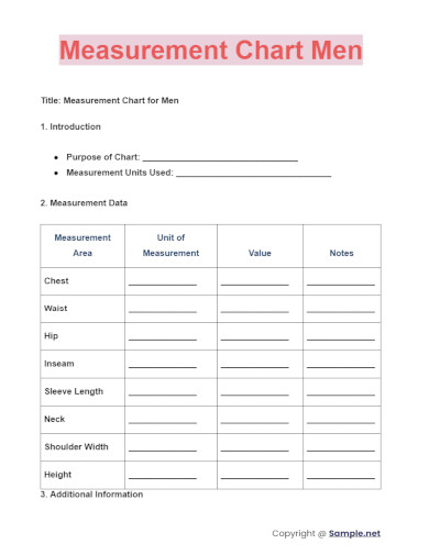 Measurement Chart Men