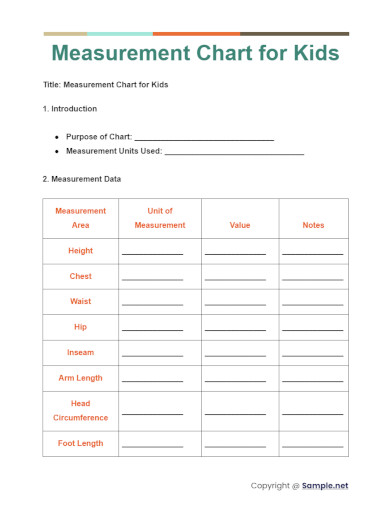 Measurement Chart for Kids