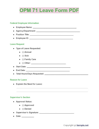 OPM 71 Leave Form PDF
