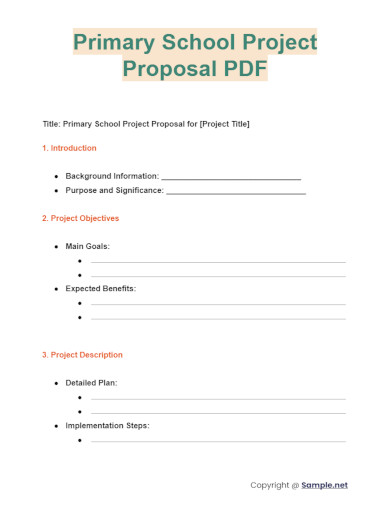 Primary School Project Proposal PDF