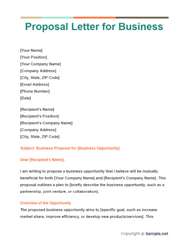 Proposal Letter for Business