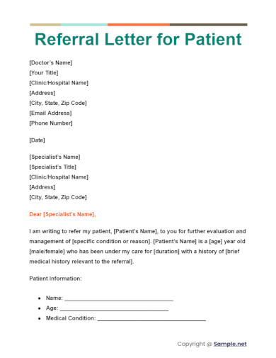 Referral Letter for Patient