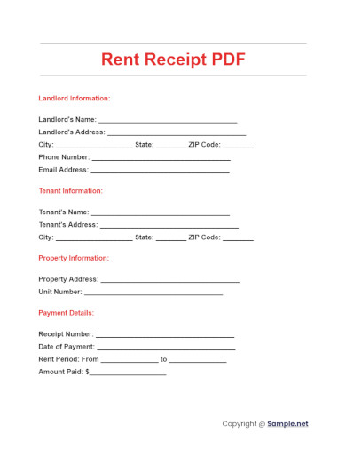 Rent Receipt PDF