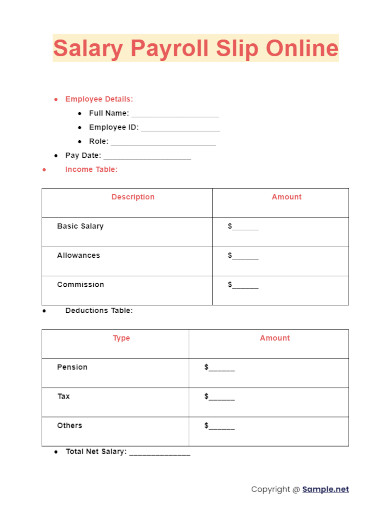 Salary Payroll Slip Online