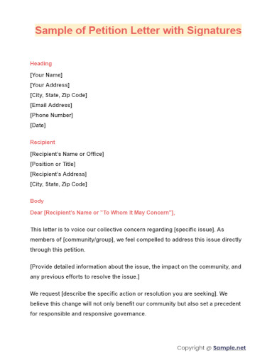 FREE 23+ Petition Letter Samples, PDF, MS Word, Excel