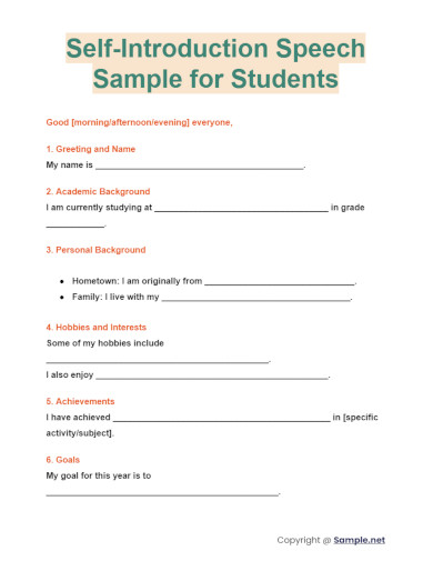 Self Introduction Speech Sample for Students