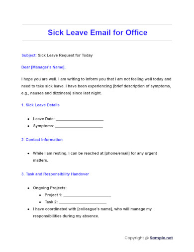 Sick Leave Email for Office