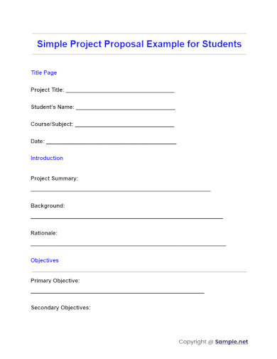 Simple Project Proposal Example for Students