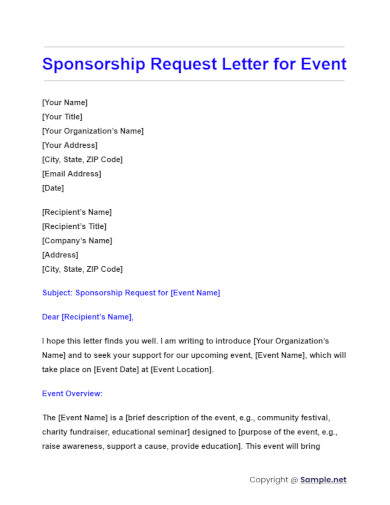 Sponsorship Request Letter for Event