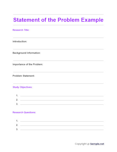 Statement of the Problem Example