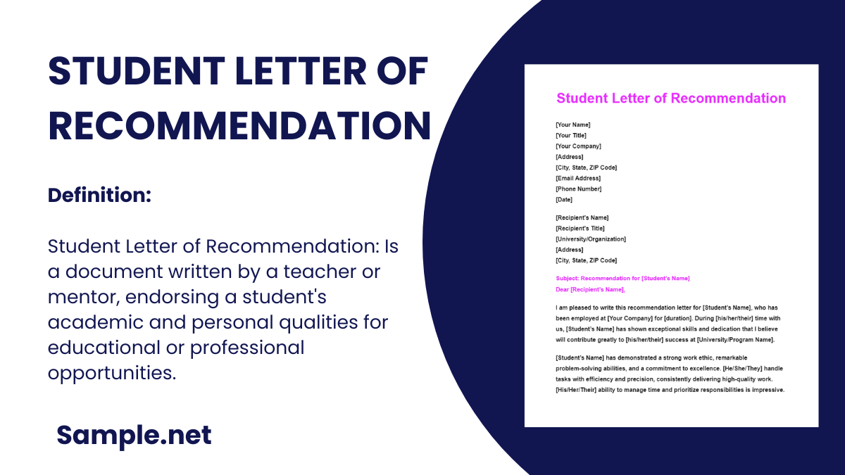 student letter of recommendation