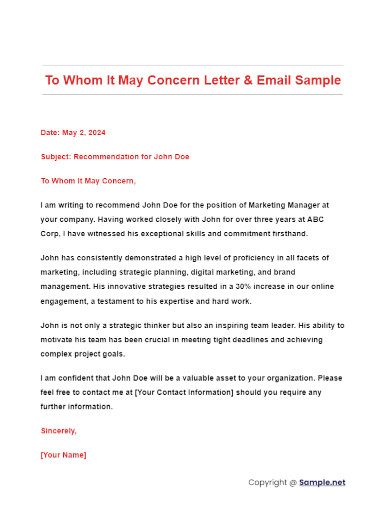To Whom It May Concern Letter To Whome So Ever It May Concern PDF