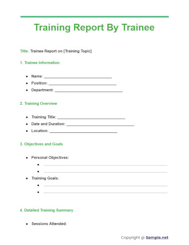 Training Report By Trainee