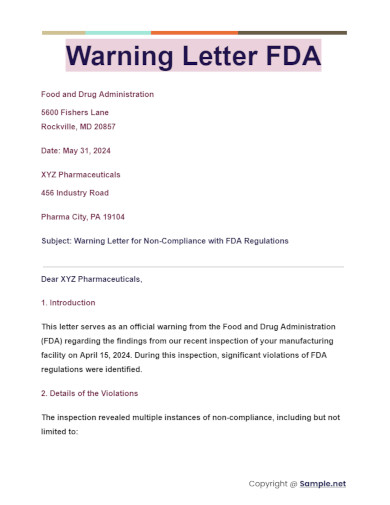 Warning Letter FDA