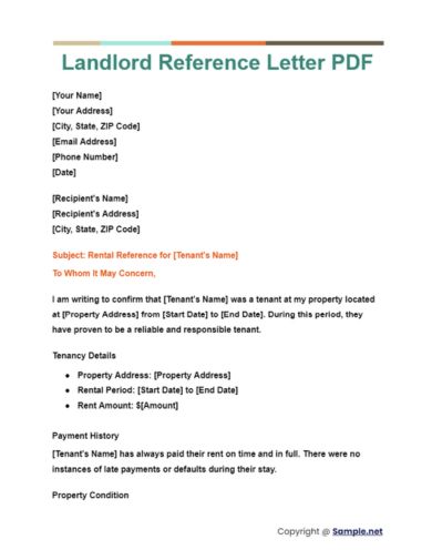 Landlord Reference Letter PDF