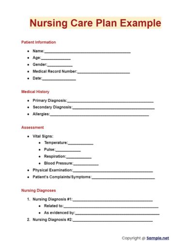 Nursing Care Plan Example