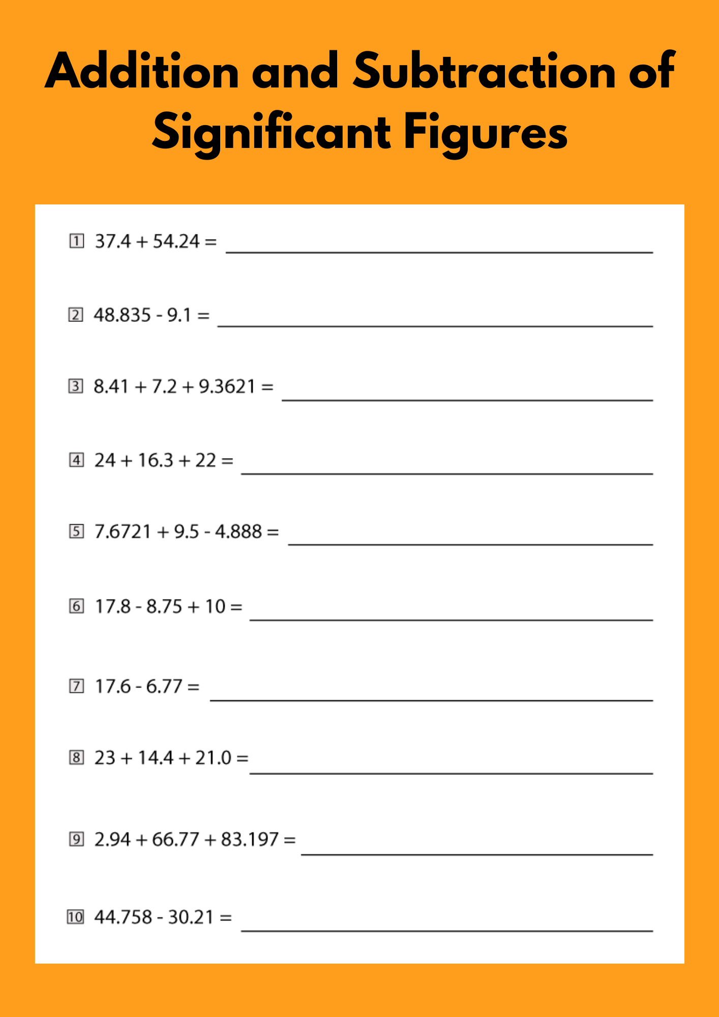 Addition and Subtraction of Significant Figures