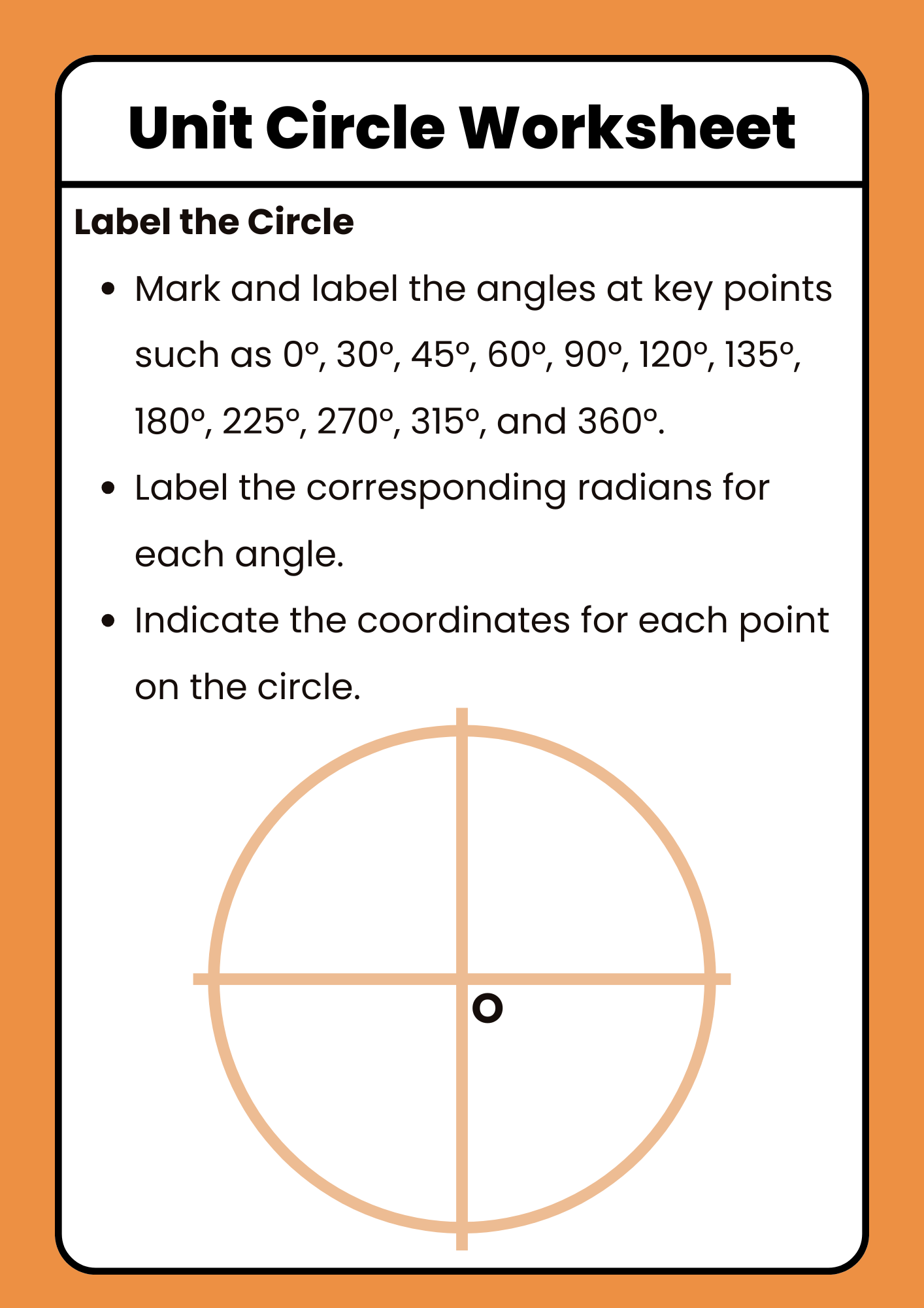 Blank Unit Circle Worksheet