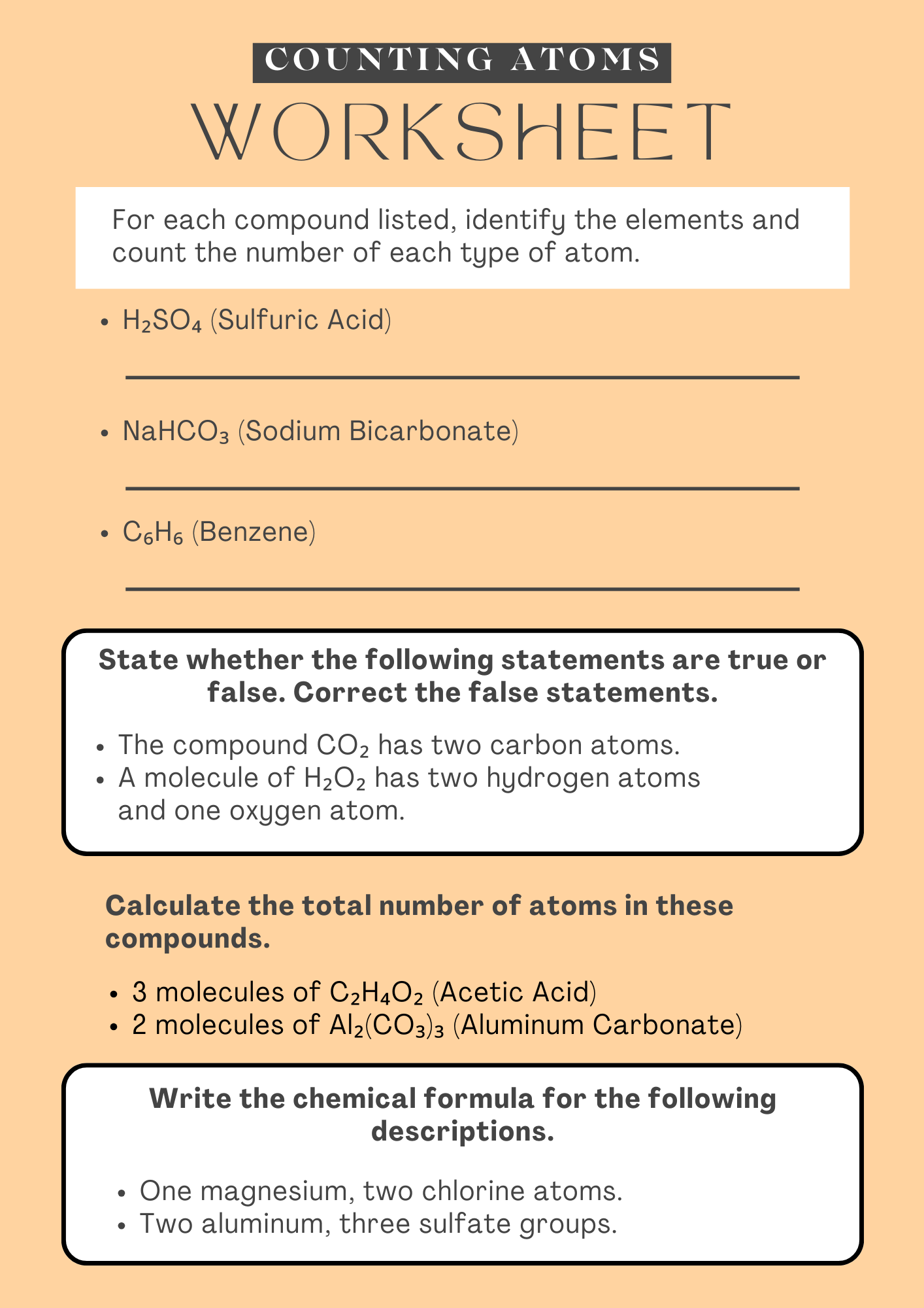 Counting Atoms Worksheet 10th Grade