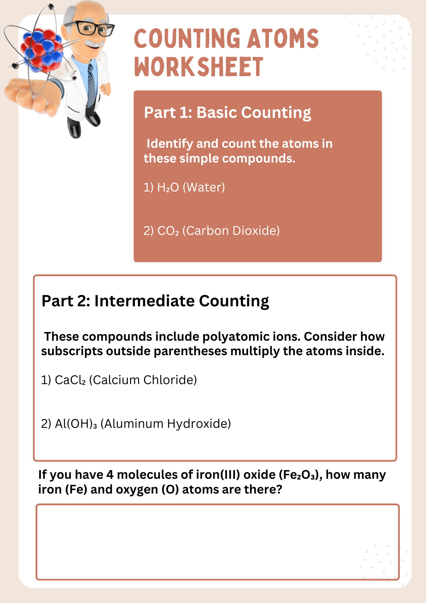 Counting Atoms Worksheet High School