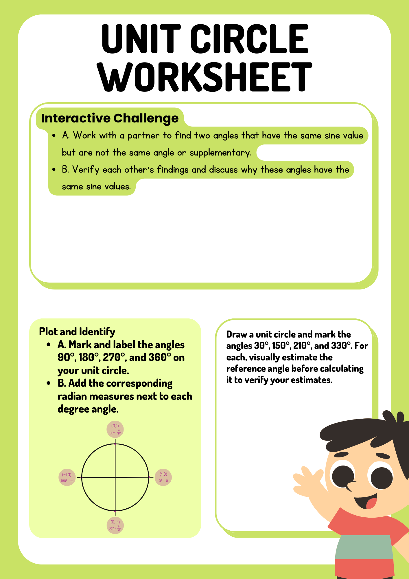 Interactive Unit Circle Worksheet