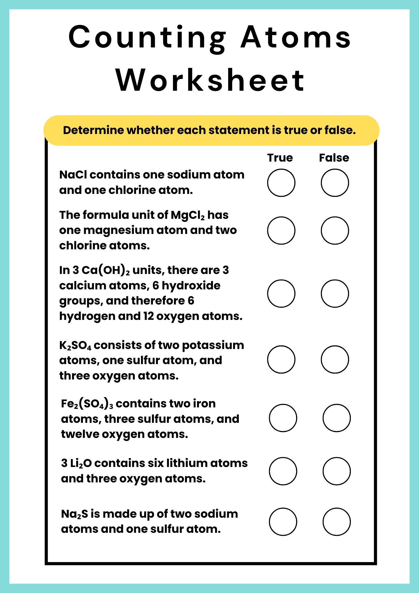 Ionic Counting Atoms Worksheet 