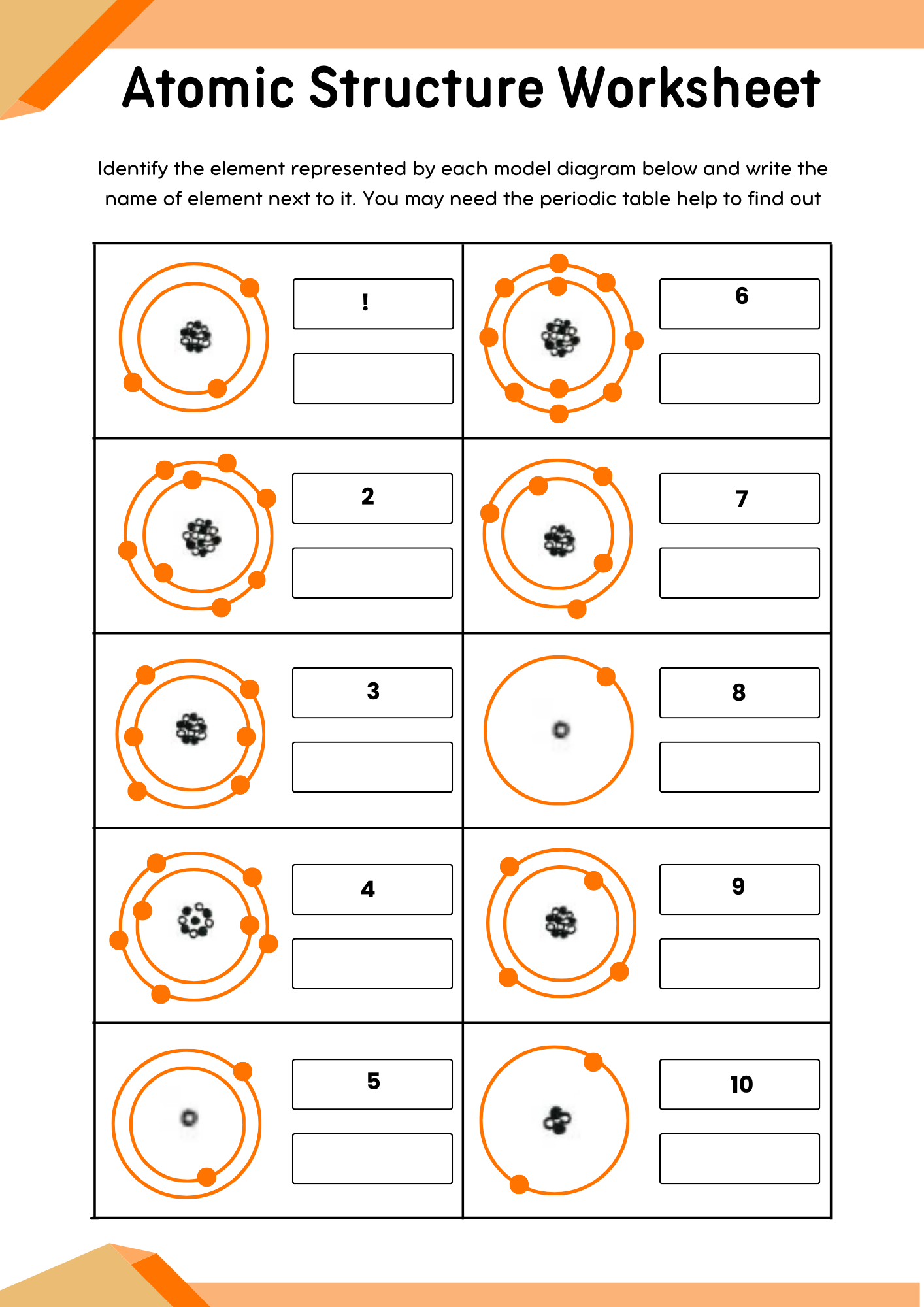 MiddleSchool Atomic Structure Worksheet