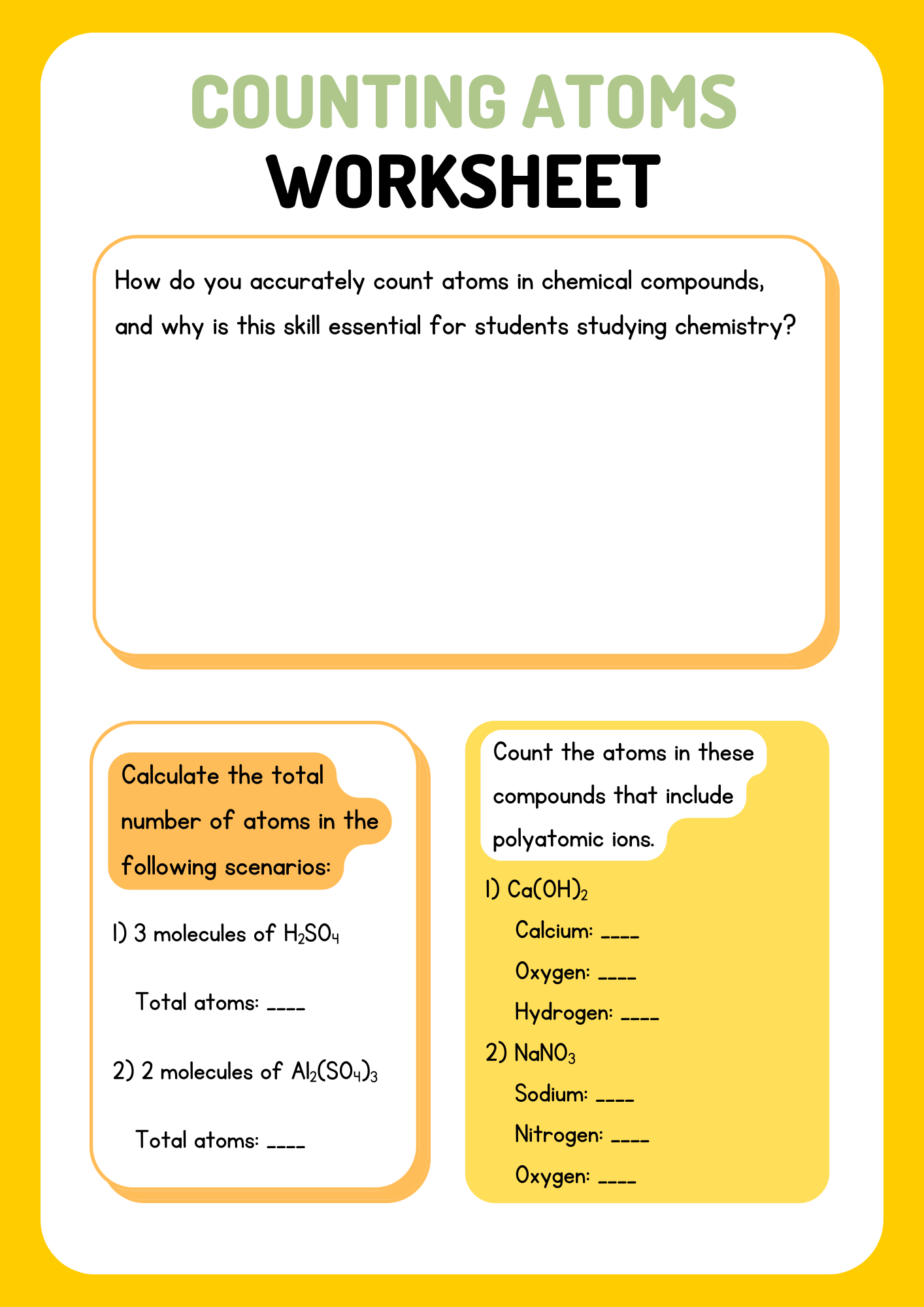 Practice Counting Atoms Worksheet