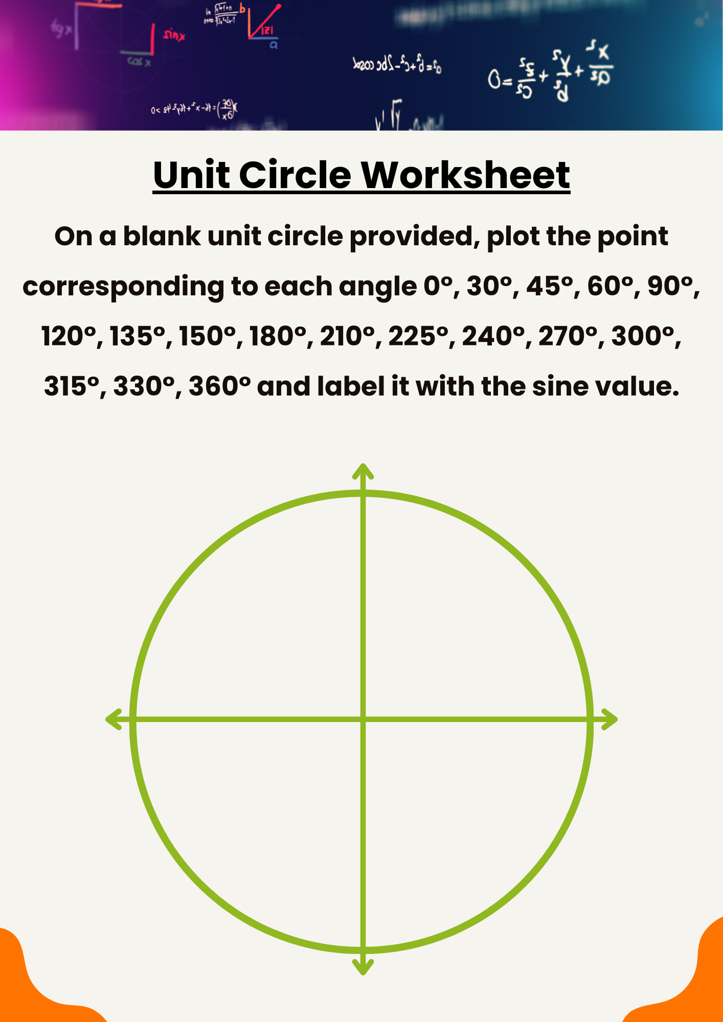 Practicing Blank Unit Circle Worksheet 