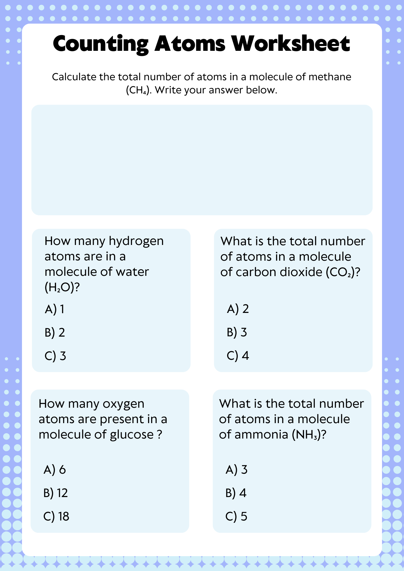 Printable Counting Atoms Worksheet