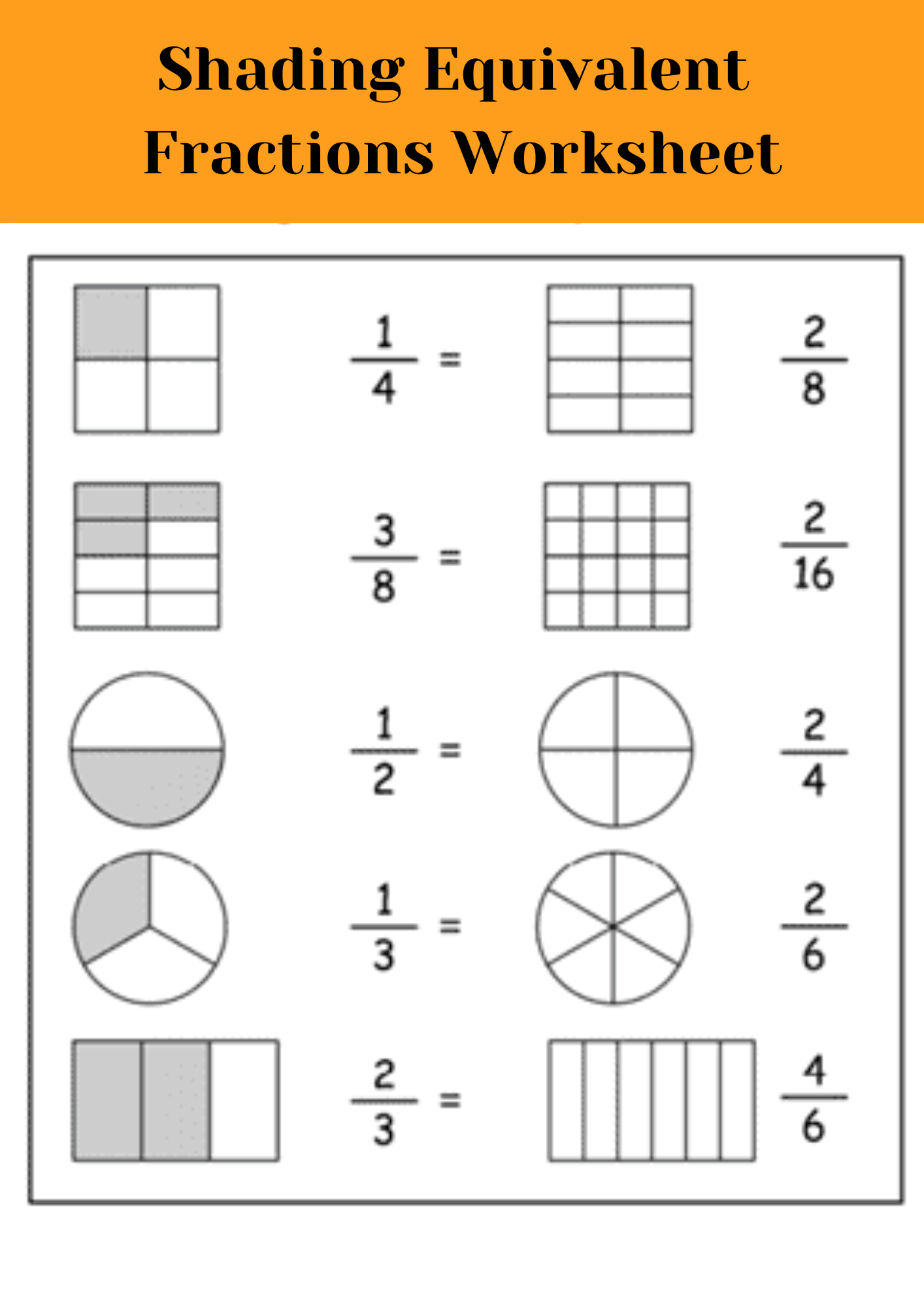 Shading Equivalent Fractions Worksheet